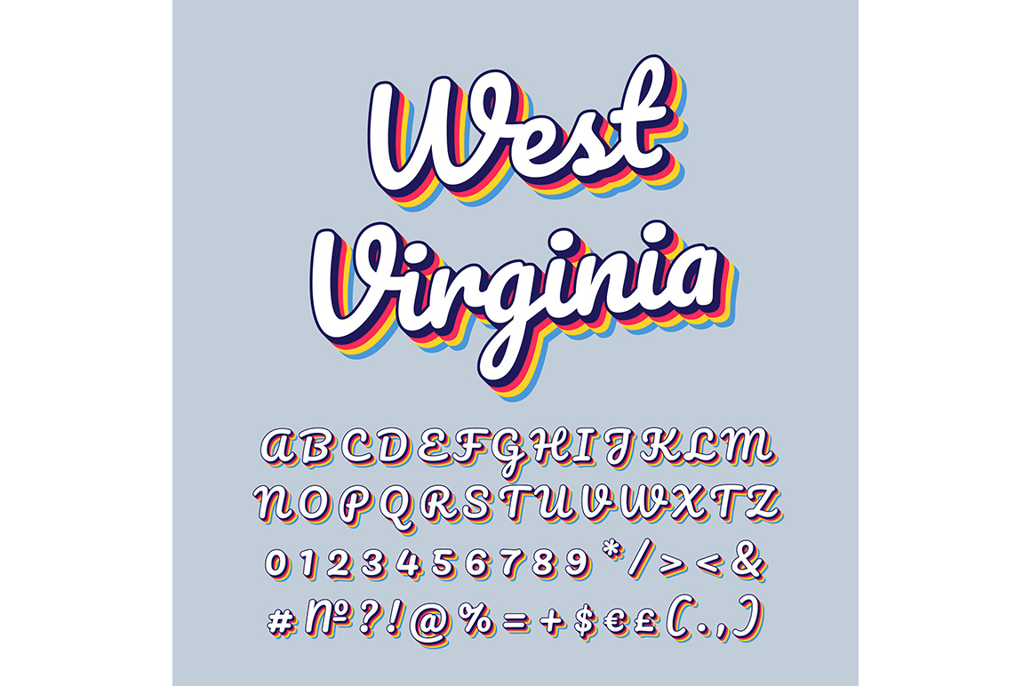 West Virginia vintage 3d lettering, a Templates & Theme by IMG Visuals