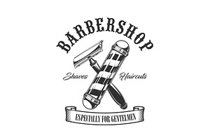 Barbershop Pole And Razor Icon