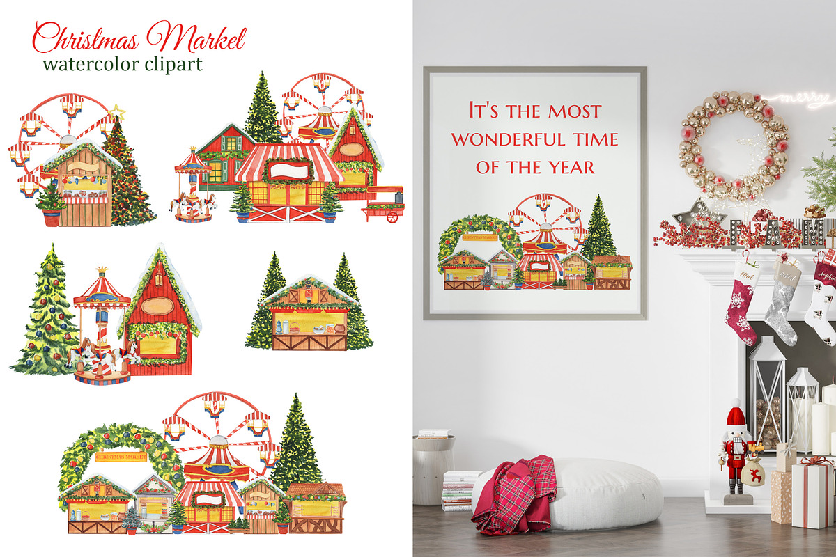 Christmas Market watercolor set, an Illustration by s.yanyeva (Photo 5 of 8)