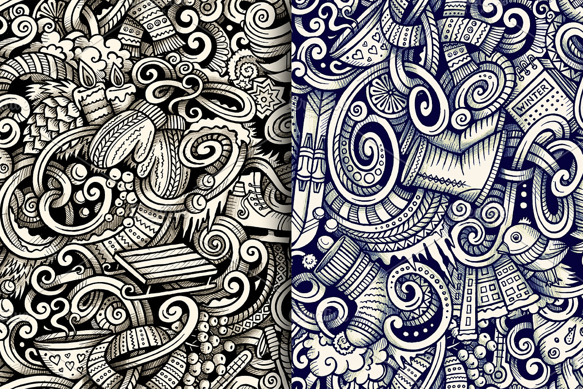 Winter Graphics Doodles Patterns, a Decorative Illustration by BALABOLKA (Photo 4 of 6)