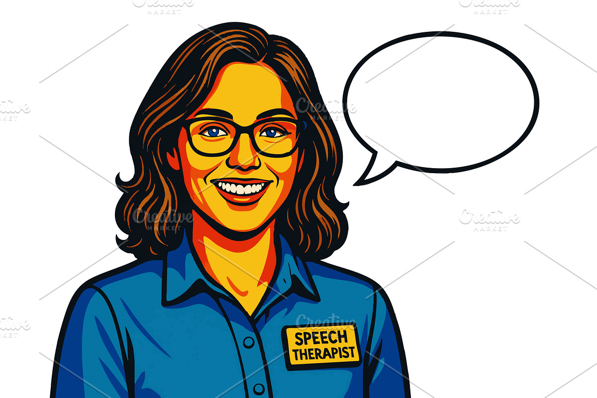 Smiling Female Speech Therapist, a Healthcare Illustration by AlexArt