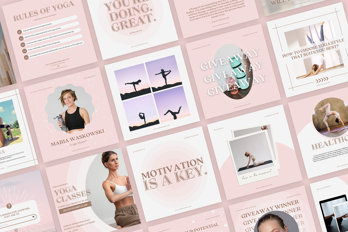 Yoga Instagram Canva Template Buri, a Social Media Template by VeliusCreativeStudio (Photo 6 of 9)