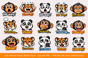 Cute Animal Emoji Sticker Pack, an Animal Illustration by Black Cat Studio (Thumbnail 1 of 5)