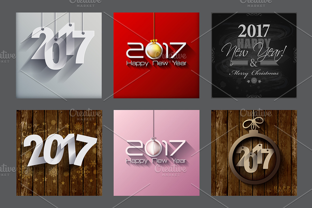 2017 Happy New Year Greeting Cars, a Background Graphic by GalaStudio (Photo 7 of 10)
