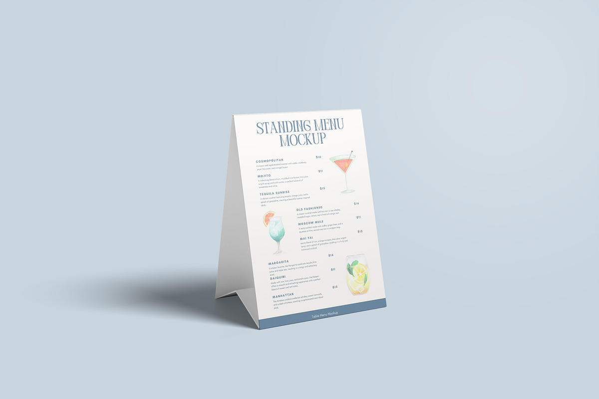 Standing Fold Table Menu Mockup
