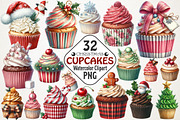 Christmas Cupcakes Vintage Clipart, an Illustration by RobertsArt (Thumbnail 1 of 7)