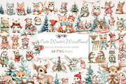 Cute Winter Woodland Clipart 68 PNG, a Seasonal Illustration by EleSArtDesign (Thumbnail 1 of 4)