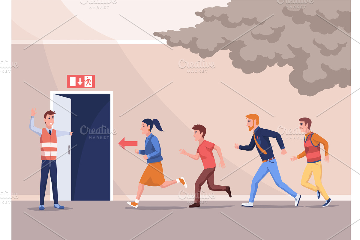 Pupils evacuation from school, a Person Illustration by the8monkey