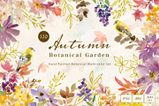 Watercolor Autumn botanical graphics, an Object Graphic by Sawango Designs (Thumbnail 1 of 14)
