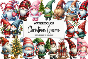 Christmas Gnome Sublimation Clipart, an Illustration by DreamArtGraphic