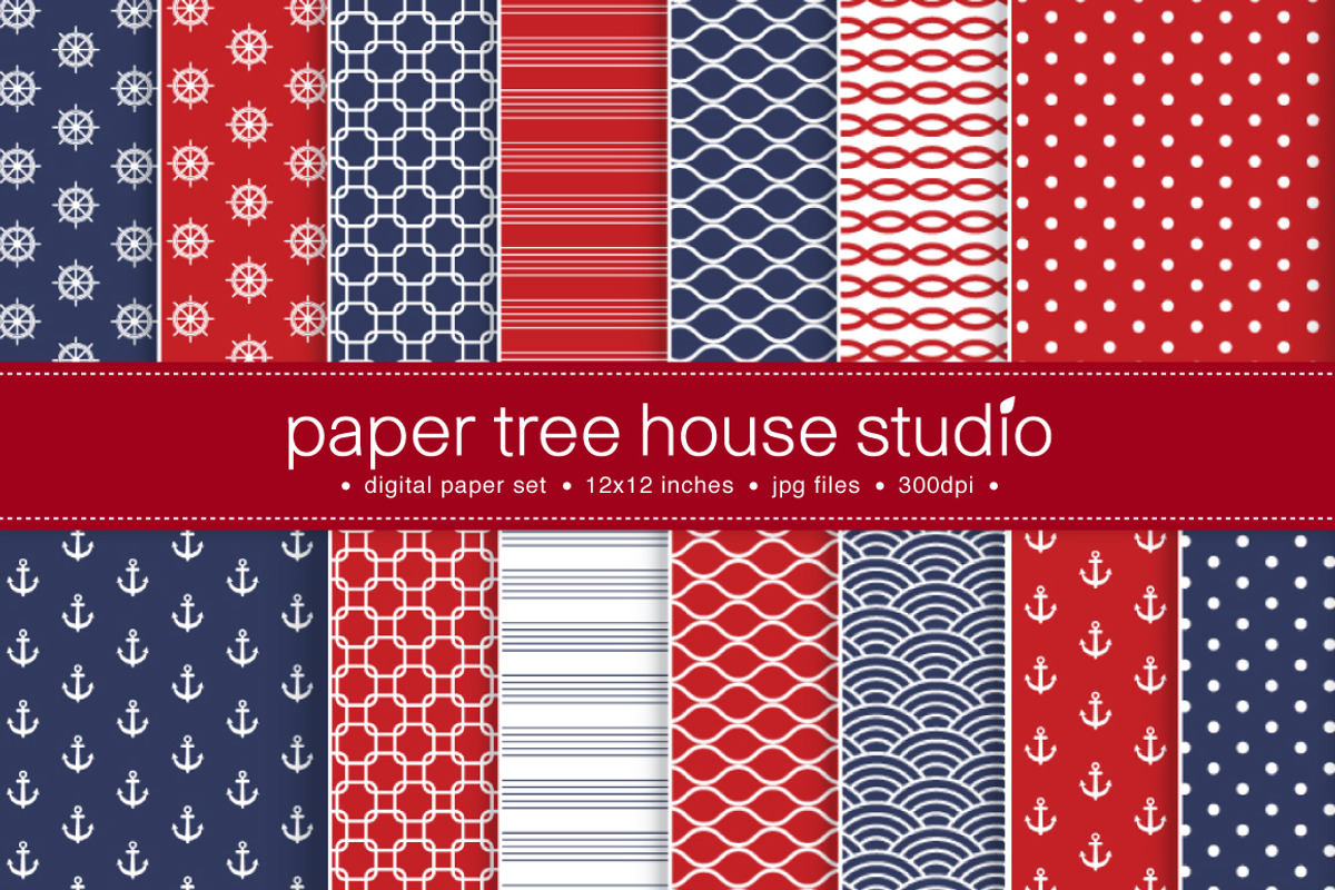 14 Red & Navy Nautical Designs