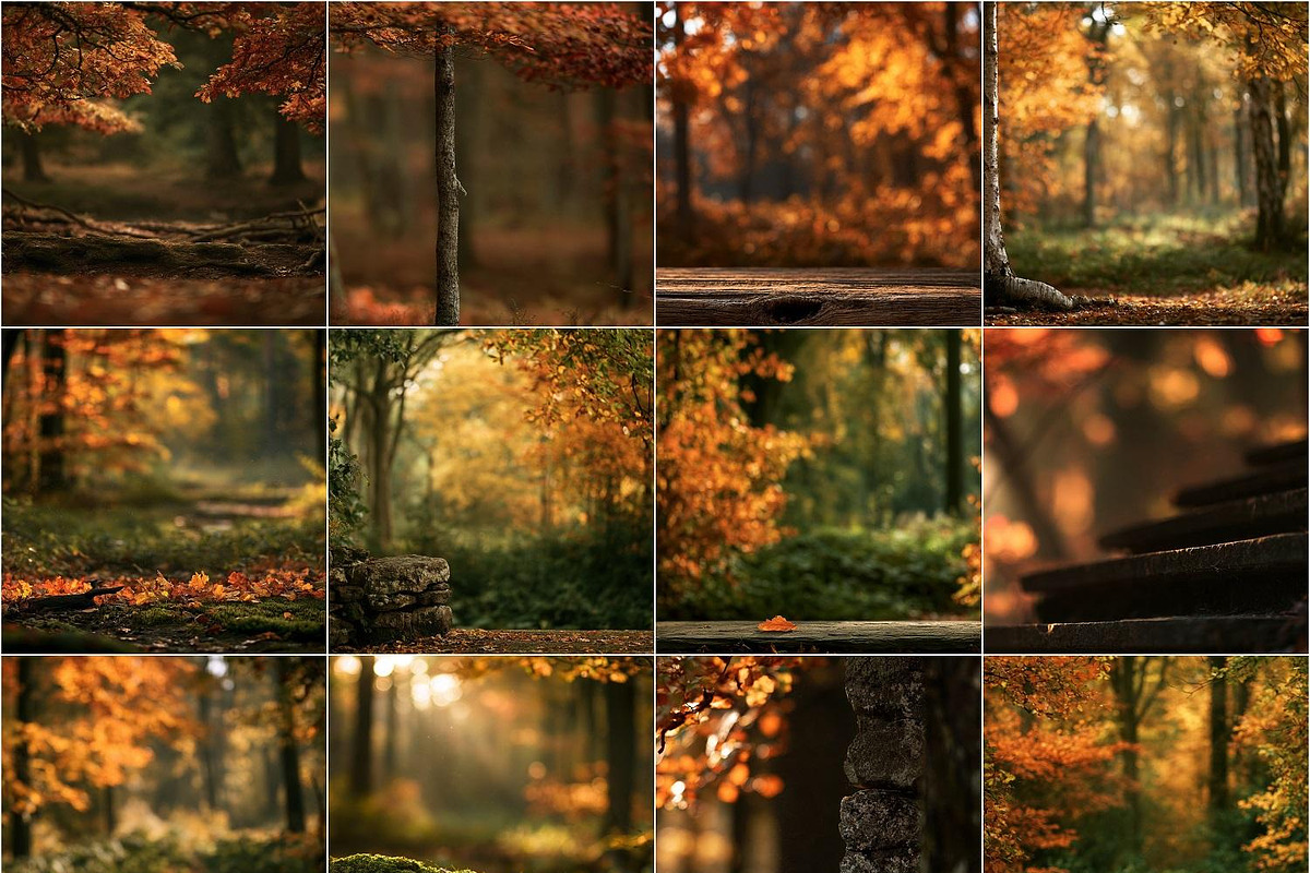 40 Fall Forest Digital Backdrops, a Background Graphic by Walllow Creatives (Photo 1 of 3)
