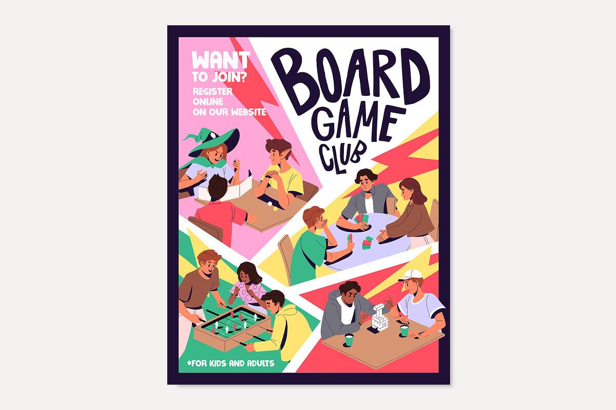 People playing board games set, a Person Illustration by PaperTrident (Photo 6 of 8)