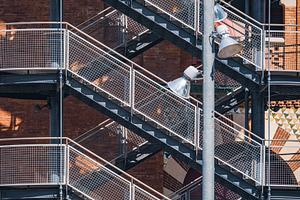 Exterior metal stairs