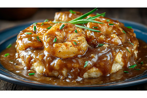 Shrimp and grits, a traditional low, a Food & Drink Photo by ZinetroN