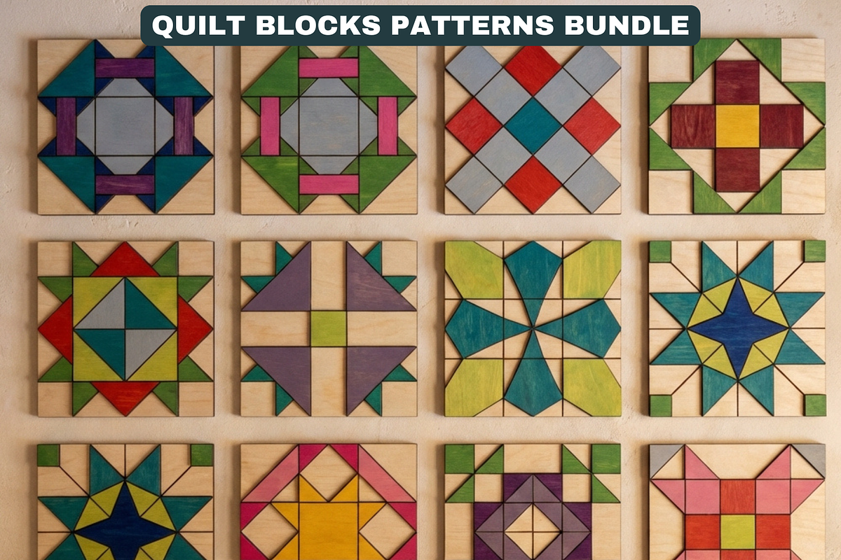 Quilt Block Patterns Modern Mosaic W, a Pattern Graphic by AtacanDigital (Photo 8 of 15)