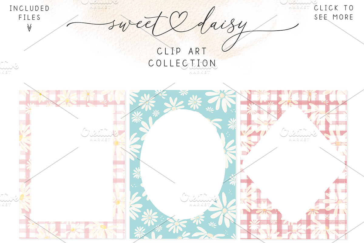 Watercolor Daisy Clipart Floral Card, a Decorative Illustration by Essem Creatives (Photo 3 of 5)