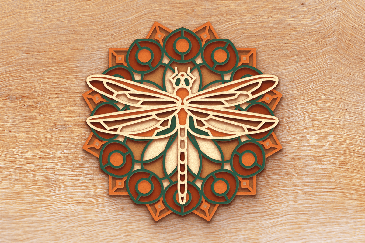 Dragonfly 3D Mandala - Laser cut, an Object Graphic by Arshad Ali (Photo 5 of 8)