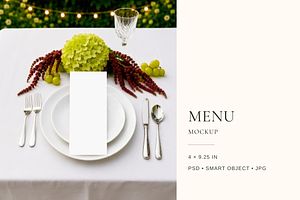 Chartreuse Wedding Menu Mockup