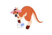 Cute kangaroo set + seamless pattern, an Animal Illustration by PaperTrident (Thumbnail 9 of 15)
