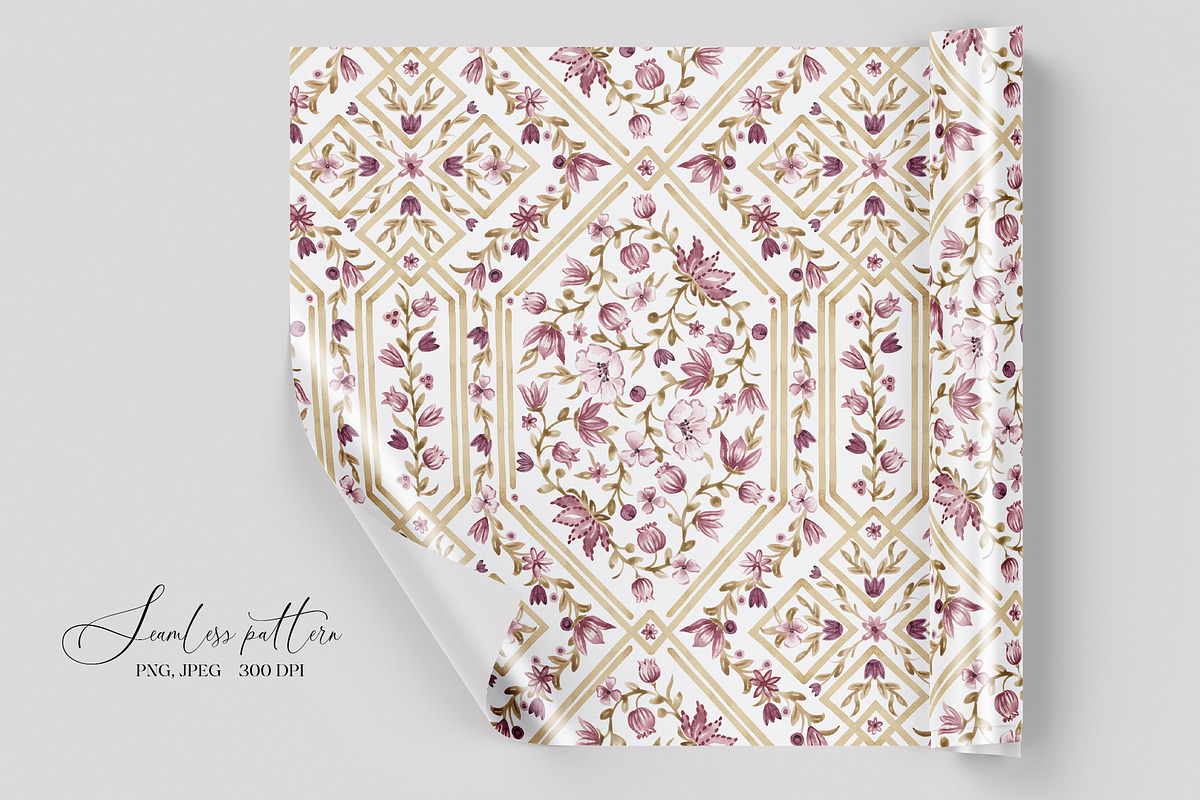 Vintage Floral Trellis Pattern, a Pattern Graphic by SirenaArt (Photo 13 of 17)