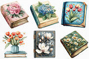 Watercolor Retro Floral Book Clipart, an Illustration by Craft Nest (Thumbnail 3 of 6)