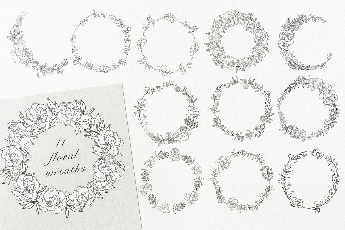 Elegant floral collection.Line art, a Decorative Illustration by Vera●Suleimanova (Photo 6 of 15)
