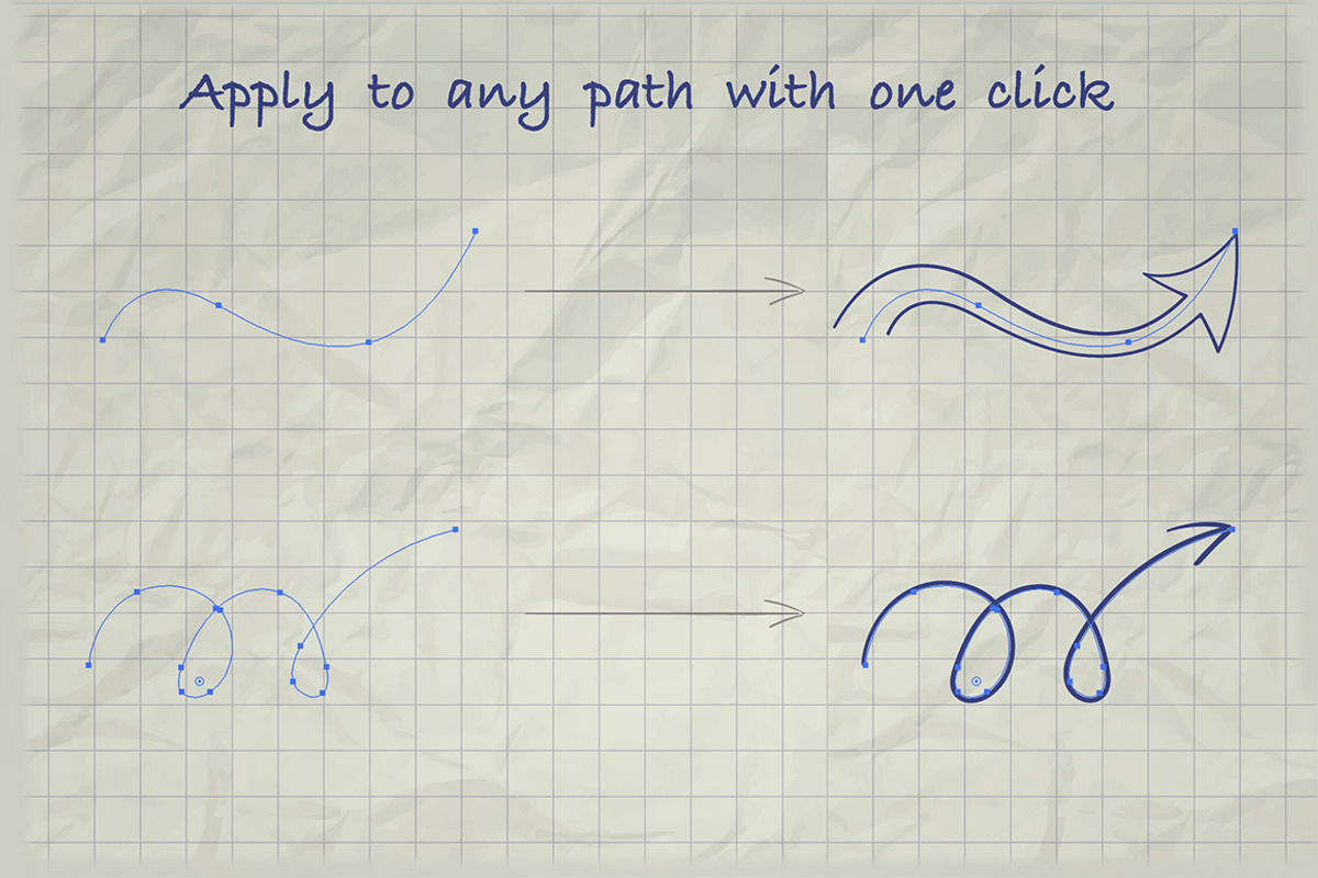 Illustrator Arrow-Shaped Art Brushes, a Brush Add-On by Olya Creative (Photo 4 of 6)