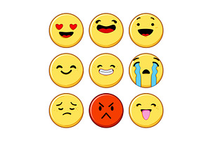 smiley set cartoon vector, an Object Illustration by pikepicture