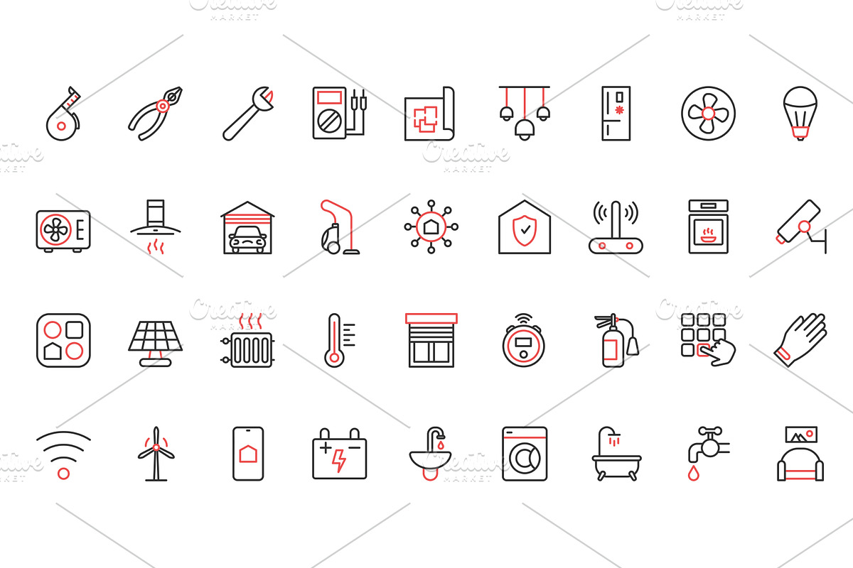 Smart home systems icons, an Object Illustration by Lemberg Vector