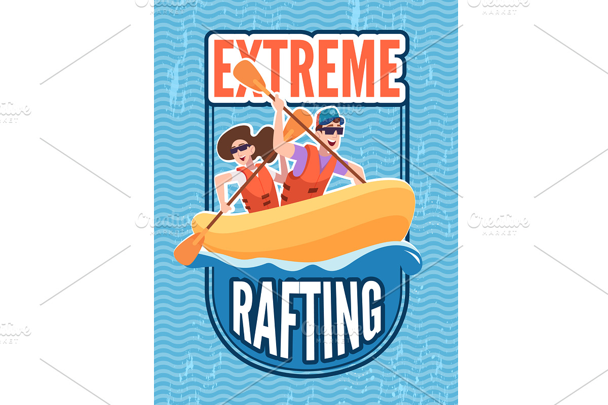 Rafting. extreme water sport placard, a Sport Illustration by Onyx