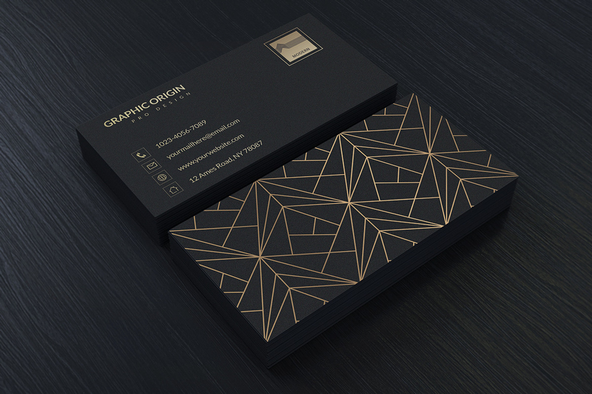 Black Luxury Business card, a Business Card Template by Graphic Origin (Photo 2 of 4)