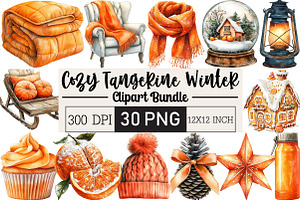 Cozy Tangerine Winter Clipart, an Illustration by Black Bird Studio