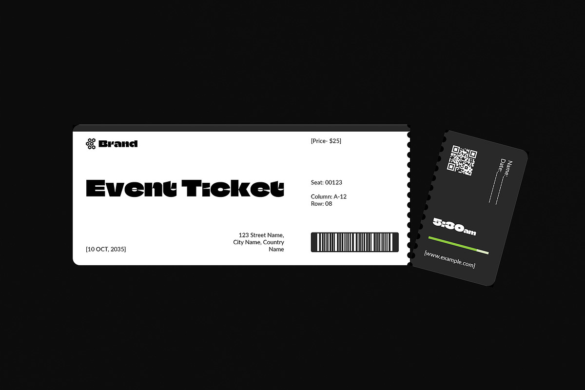 Event Ticket Layout Design Template, a Stationery Template by DesignCrest (Photo 3 of 11)