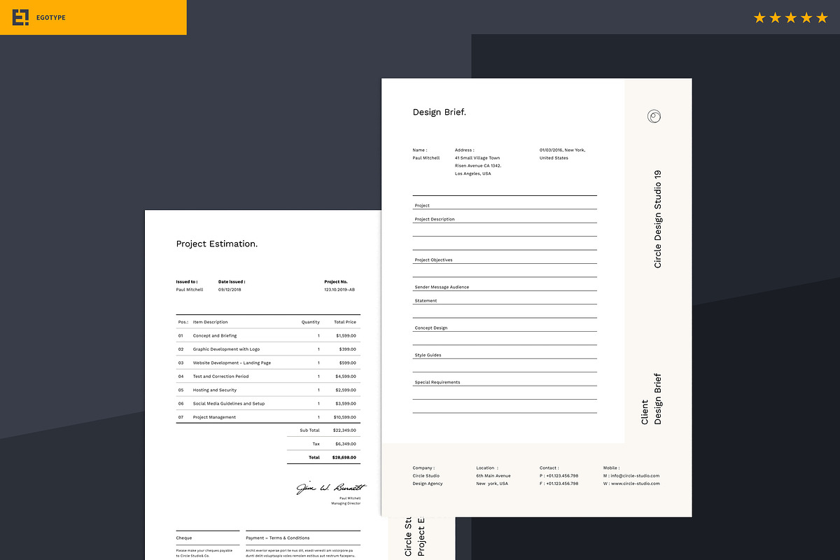 Brief - Estimation - Invoice, a Stationery Template by Egotype (Photo 3 of 10)
