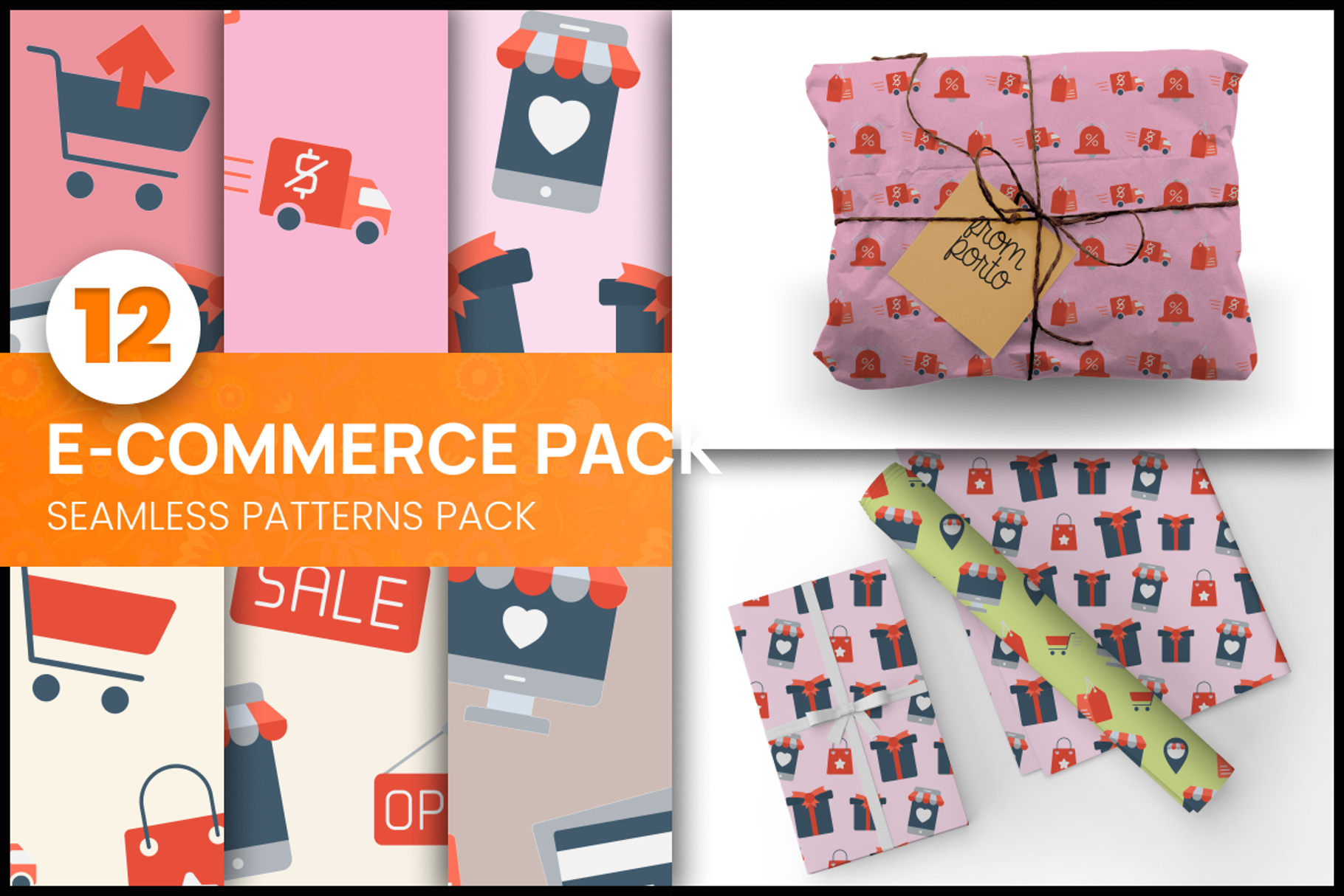 E-commerce pack Seamless Patterns, a Pattern Graphic by Custom Fonts ...