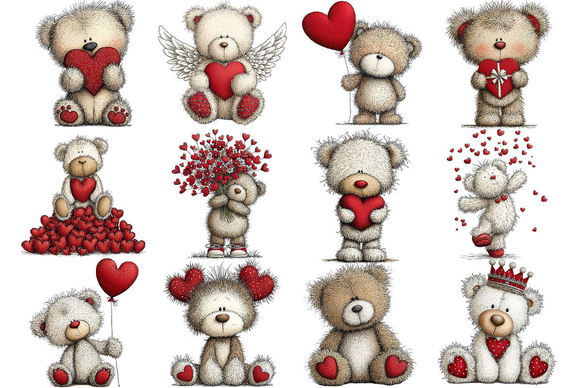 Valentine’s Day Teddy Clipart, an Illustration by Craft Nest (Photo 9 of 11)