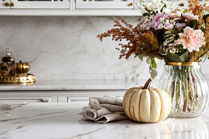 Seasonal decor with pumpkin, natural element, styled ornament an, a Photo by Studio ANNA