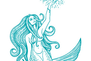 Mermaid Logo. Siren And Marine Girl