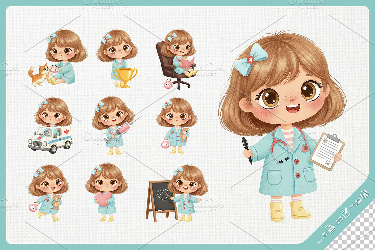 Adorable Doctor Kids Cartoon, a Healthcare Illustration by Gohsantosa (Photo 3 of 4)