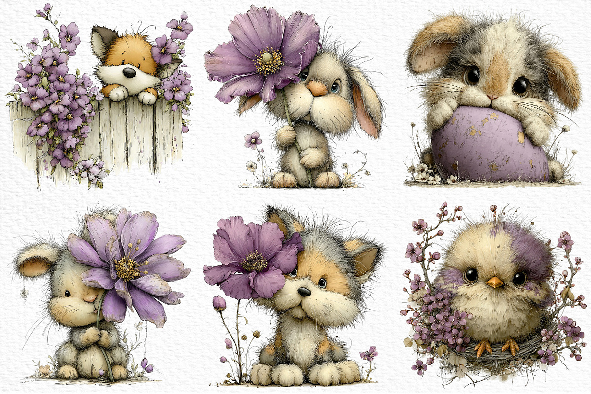 Spring Peeking Animals Clipart, an Illustration by Craft Nest (Photo 6 of 12)