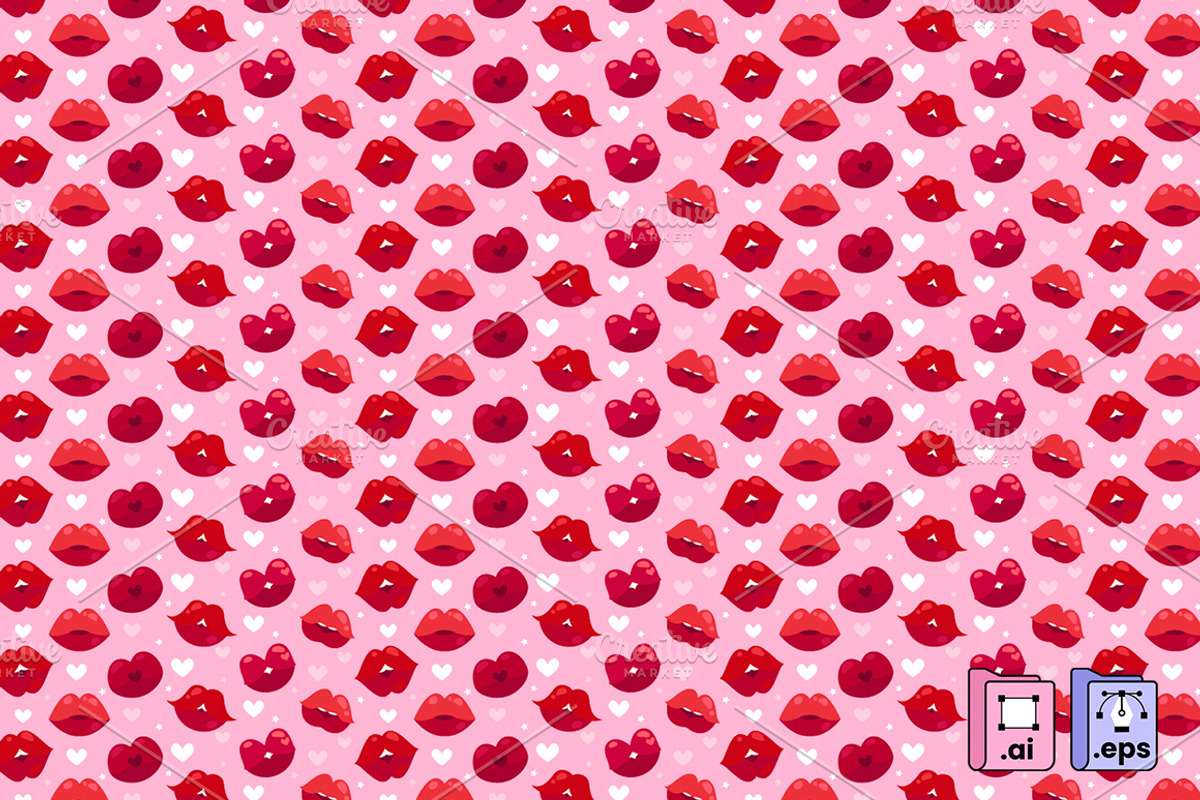 Flat Red Lips Pattern, a Pattern Graphic by MISS CHATZ (Photo 1 of 3)