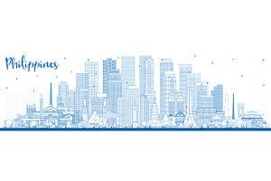 Outline Philippines City Skyline