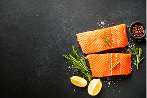 Salmon fish with spices and rosemary, a Food & Drink Photo by Nadia-nb
