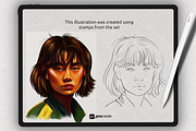 Portrait stamp brushes for Procreate, a Brush Add-On by Procreate Market (Thumbnail 8 of 8)