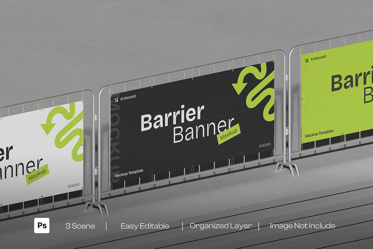 Stand Barrier Banner Mockup, an Advertising Mockup by Artbox Studio (Photo 1 of 6)