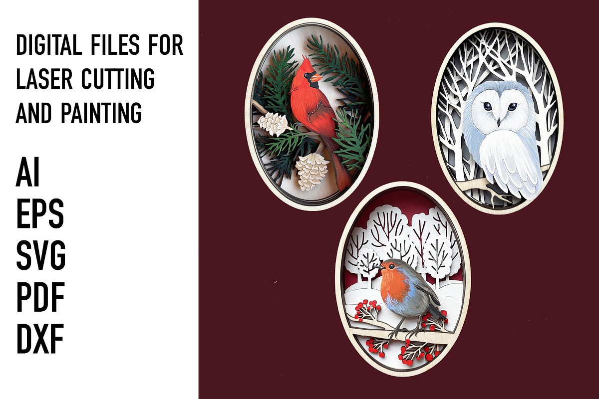 Cardinal Robin Owl Birds Layered SVG, an Object Graphic by HelloWood (Photo 1 of 4)