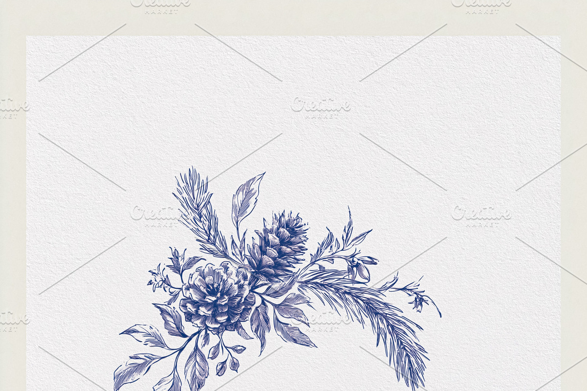 Winter botanical composition featuring pinecones and evergreen b, an Illustration by Studio ANNA
