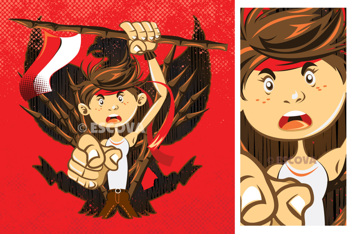 Indonesian National Heroes Patriot, an Illustration by vectorbender village