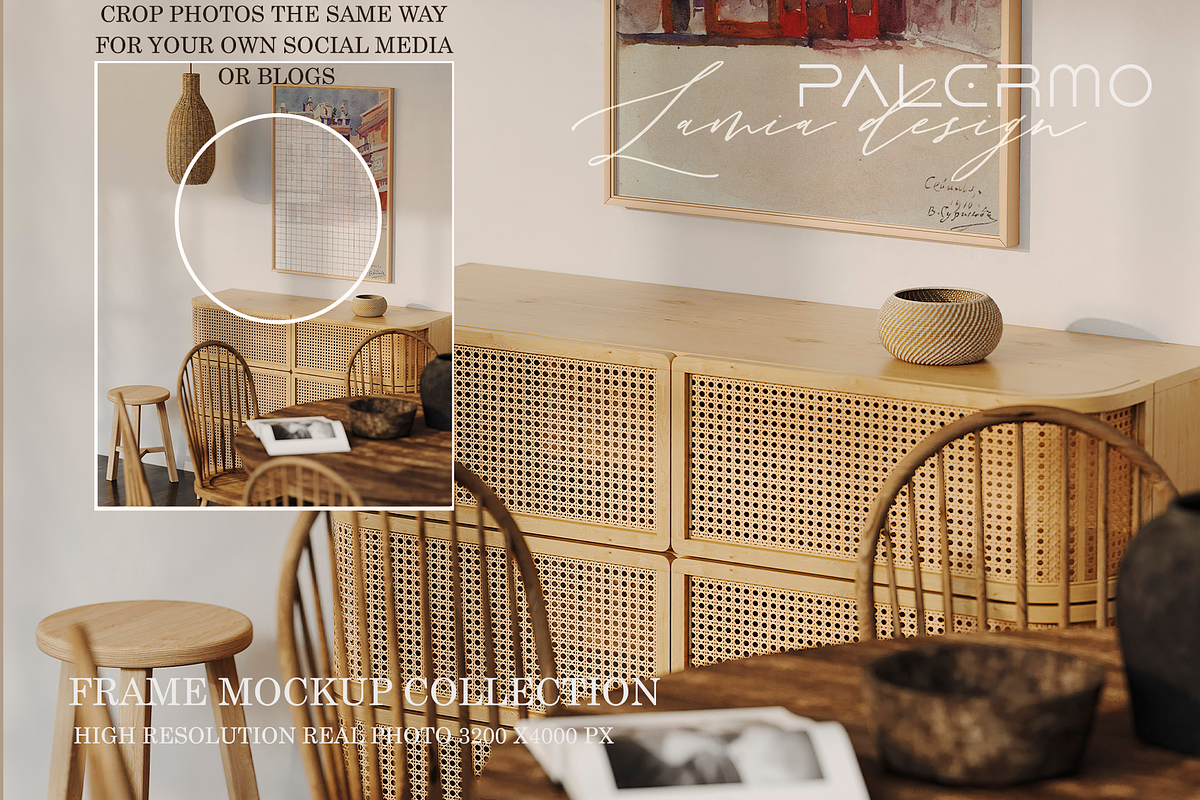Palermo Room & Natural Frame Mockup, a Household Mockup by LAMIA DESIGN (Photo 4 of 21)